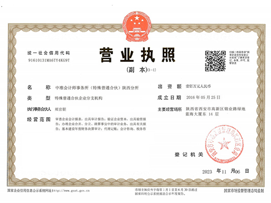 中准会计师事务所陕西分所